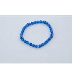 Adzo Designs blue glass bead bracelet with five royal blue and silver diamante on silver